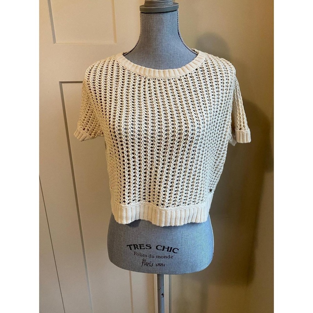 Denim & Supply Ralph Lauren Open Knit Crop Sweater Large Chunky sku53